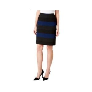 Tahari Arthur S. Levine Elegant Black and Blue Striped Skirt size 12